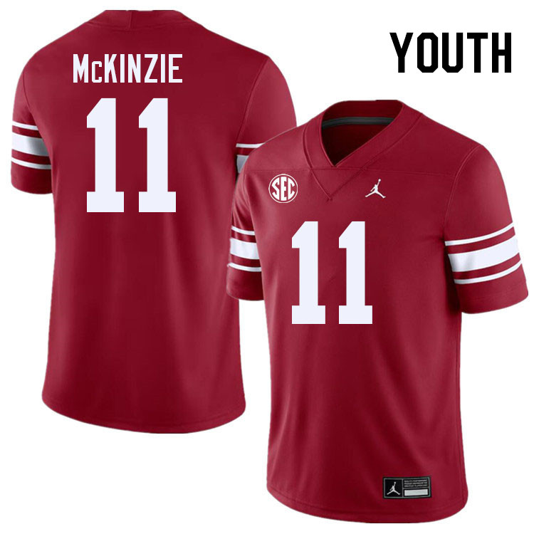 Youth #11 Kobie McKinzie Oklahoma Sooners 2024 SEC Conference College Football Jerseys-Throwback